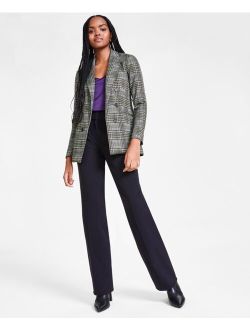 Women's Multi-Plaid Faux-Breasted Jacket, Created for Macy's