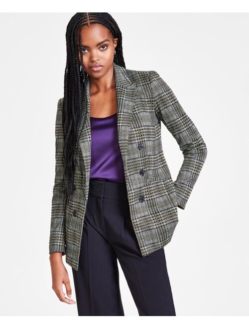 BAR III Women's Multi-Plaid Faux-Breasted Jacket, Created for Macy's