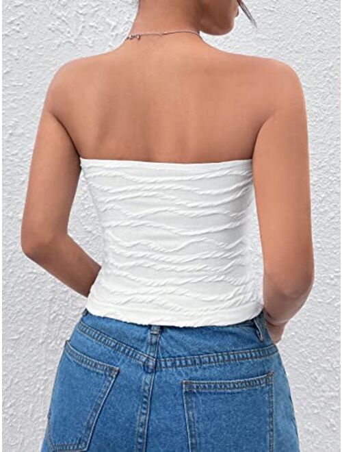 SOLY HUX Women's Strapless Bandeau Tube Tops Summer Sleeveless Slim Fit Shirt Top