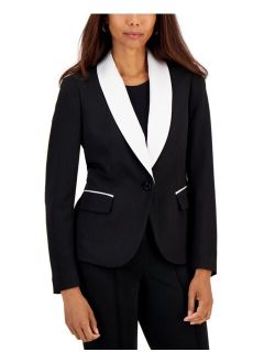 Women's Contrast Trim One-Button Blazer