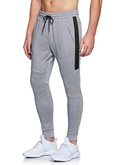 Men's Winter Fleece Sweatpants, Athletic Sports Jogger Pants with Pockets, Active Running Training Tapered Pants