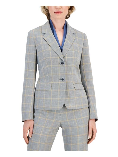 KASPER Women's Plaid Two-Button Blazer