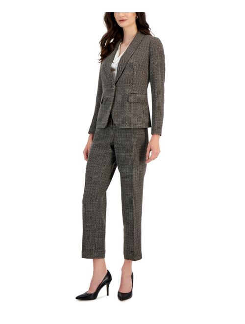 KASPER Petite Tweed One-Button Shawl-Collar Blazer