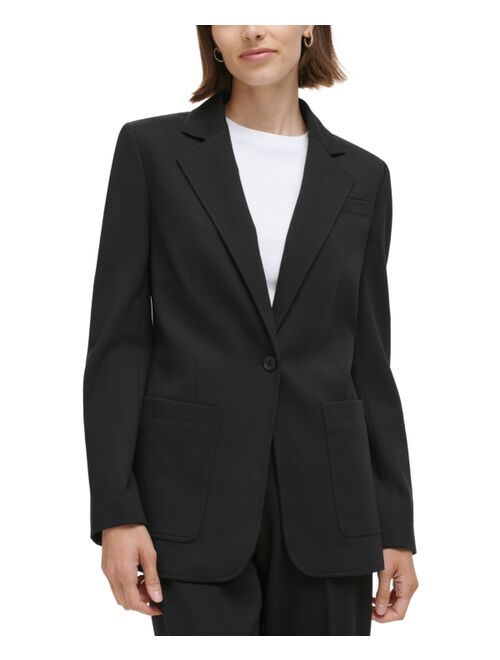 CALVIN KLEIN Petite Notched-Collar One-Button Jacket