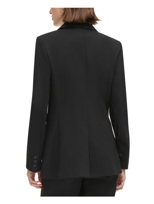 CALVIN KLEIN Petite Notched-Collar One-Button Jacket