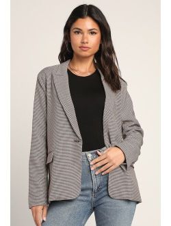 Perfect Practice Taupe Houndstooth Blazer