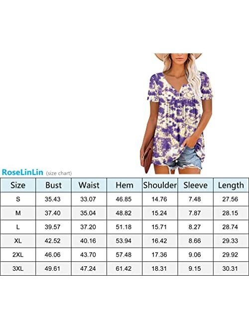 ROSELINLIN Womens Short Sleeve Shirts Loose Fit Summer Tops for Leggings