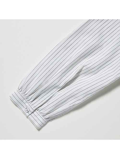 Uniqlo Pintuck Striped Long-Sleeve Blouse