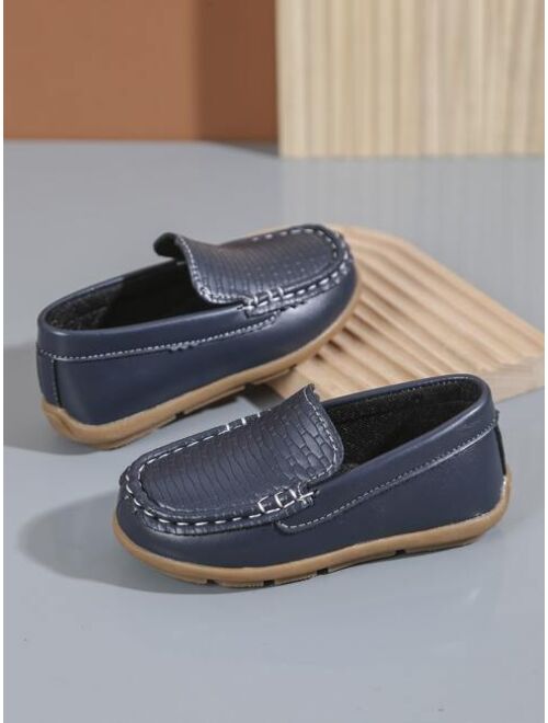 Shein Boys Geometric Embossed Flat Loafers Fashionable Blue Flats