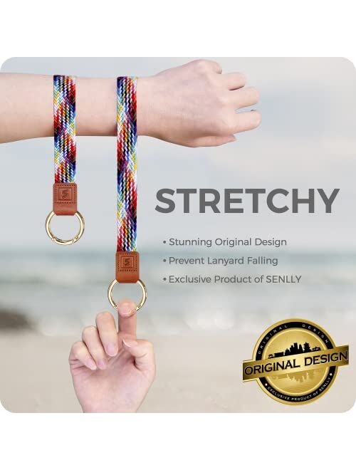 SENLLY Wristlet Lanyard, Stretchy Keychain Holder, Original Elastic Anti-Drop Design