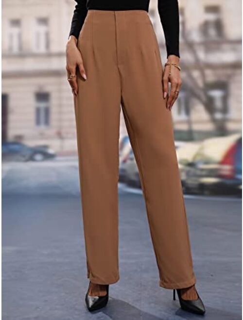 SOLY HUX Women's Casual High Waisted Straight Leg Work Pants Trousers