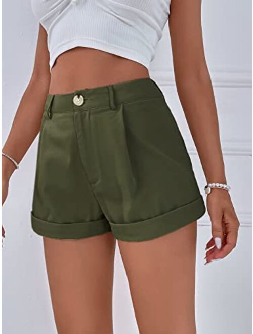 SOLY HUX Women's Casual High Waisted Rolled Hem Wide Leg Summer Shorts