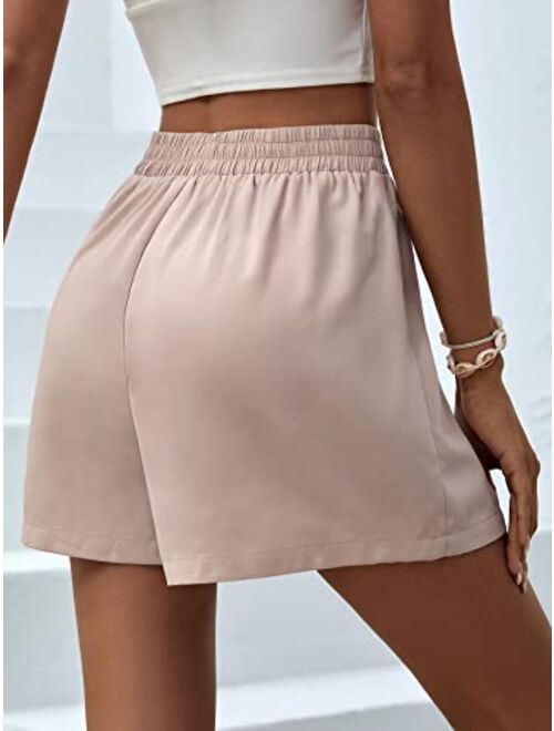 SOLY HUX Women's Casual Elastic High Waisted Wide Leg Shorts Loose Summer Shorts