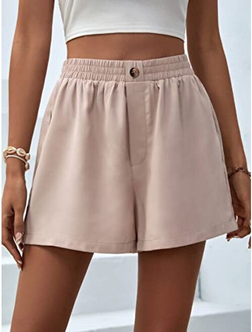 SOLY HUX Women's Casual Elastic High Waisted Wide Leg Shorts Loose Summer Shorts