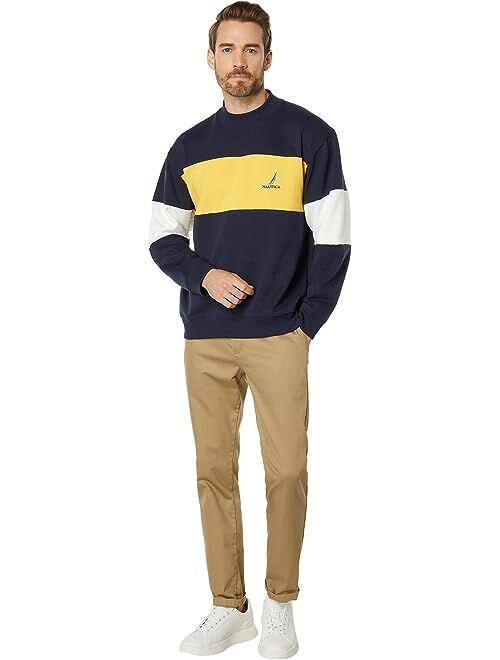 Nautica Color-Block Crew Neck Sweatshirt