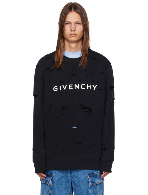 Givenchy Black Distressed Sweatshirt