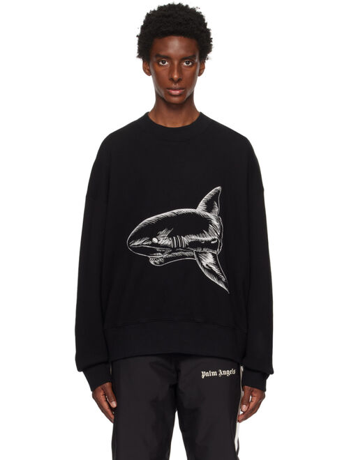 Palm Angels Black Split Shark Sweatshirt