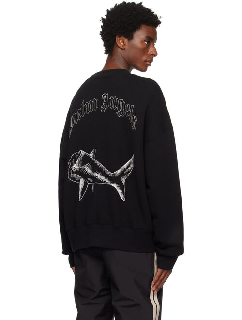 Palm Angels Black Split Shark Sweatshirt
