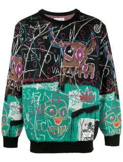 WACKO MARIA Jean-Michel Basquiat intarsia-knit jumper