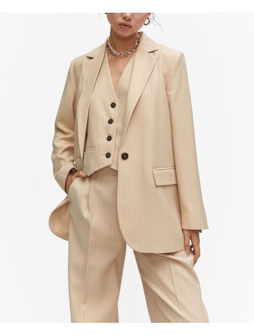 MANGO Women's Pinstripe Suit Blazer