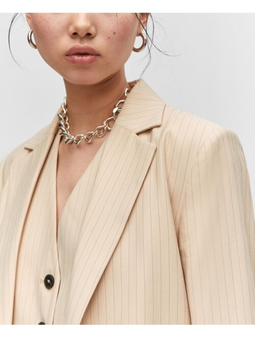 MANGO Women's Pinstripe Suit Blazer
