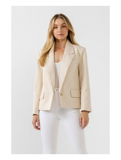 ENGLISH FACTORY Women's One Button Blazer