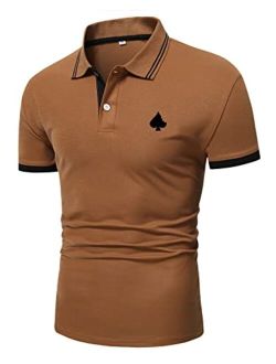 Men's Playing Card Print Golf Shirt Short Sleeve Summer Work Tennis Tee Shirt