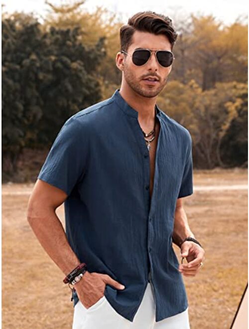 SOLY HUX Men's Summer Short Sleeve Button Down Shirt Casual Shirts