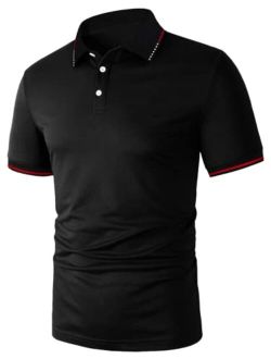 Men's Classic Short Sleeve Golf Shirts Regular Fit Collared Casual Work Shirt Top