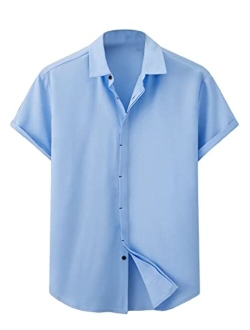 Men's Short Sleeve Button Down Shirts Casual Dress Going Out Camp Tops
