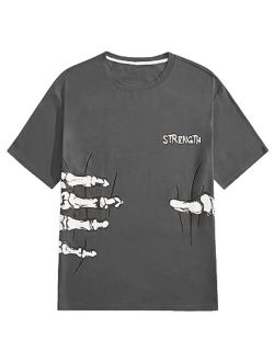 Men's Graphic Tees Letter Print Short Sleeve T Shirts Summer Tee Top