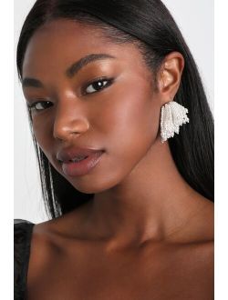 Luxe Effect 14KT Gold Ivory Pearl Fringe Statement Earrings