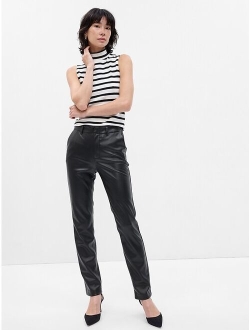Mid Rise Faux-Leather Downtown Trousers