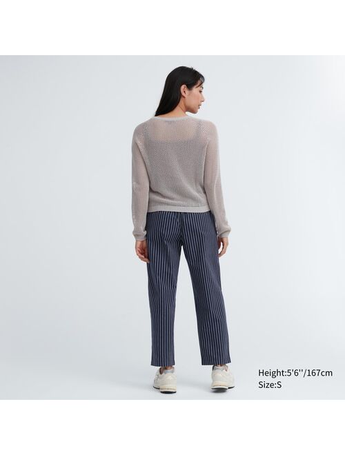 Uniqlo Cotton Striped Relaxed Ankle Pants