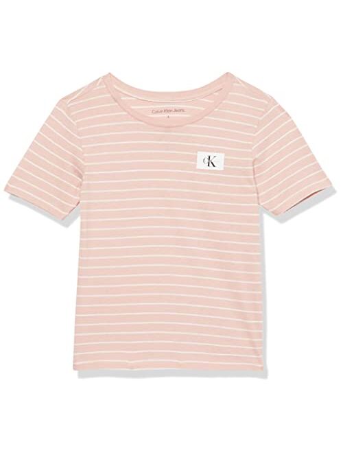 Calvin Klein Boys' Short Sleeve Striped Crew Neck T-Shirt