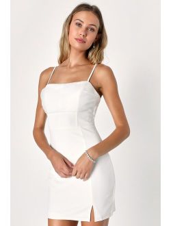 Sultry Admiration White Sleeveless Homecoming Bodycon Mini Dress