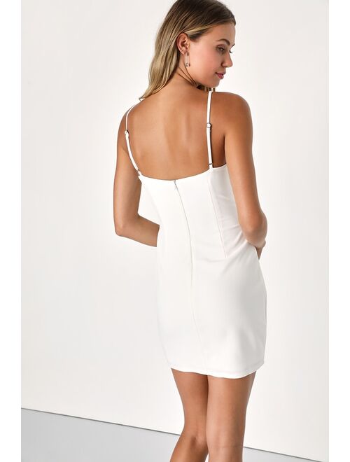 Lulus Sultry Admiration White Sleeveless Homecoming Bodycon Mini Dress
