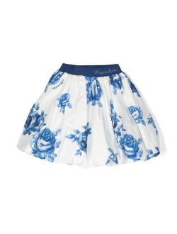 floral-print cotton skirt