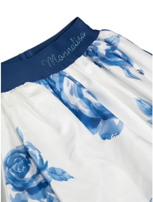 Monnalisa floral-print cotton skirt