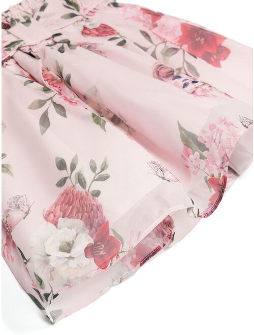 Patachou bow-detail floral chiffon skirt