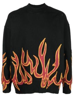 Graffiti Flames distressed sweatshirt
