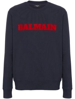 logo-applique crew-neck cotton sweatshirt