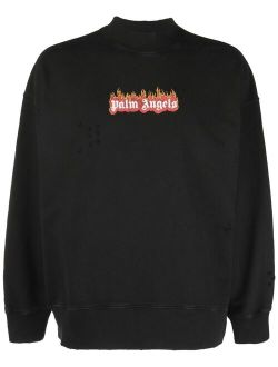 Burning Logo-print distressed sweatshirt