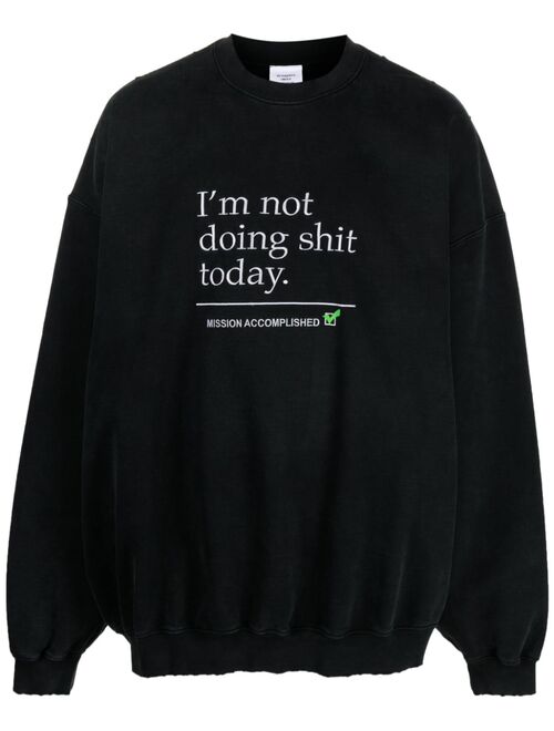 VETEMENTS text-print crew-neck sweatshirt