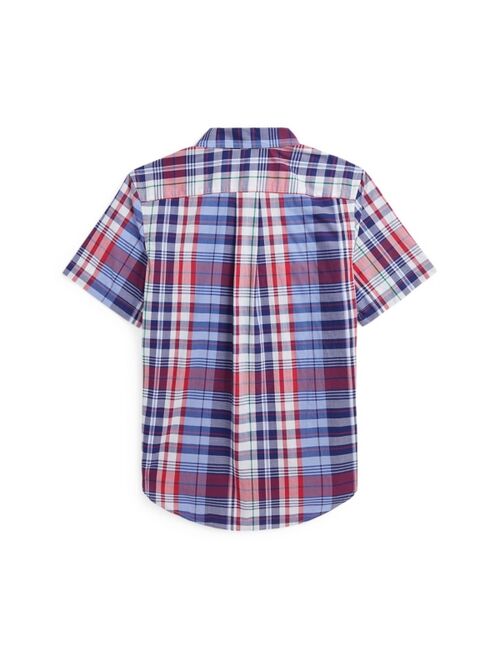 POLO RALPH LAUREN Toddler and Little Boys Plaid Cotton Poplin Short-Sleeve Shirt