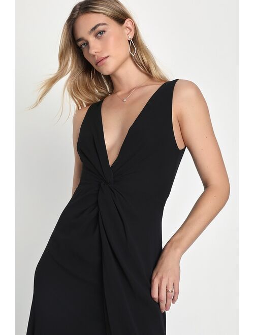 Lulus Endearing Elegance Black Sleeveless Twist-Front Maxi Dress