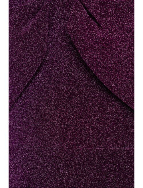 Lulus Talk About Shine Purple Sparkly Sleeveless Skater Mini Dress