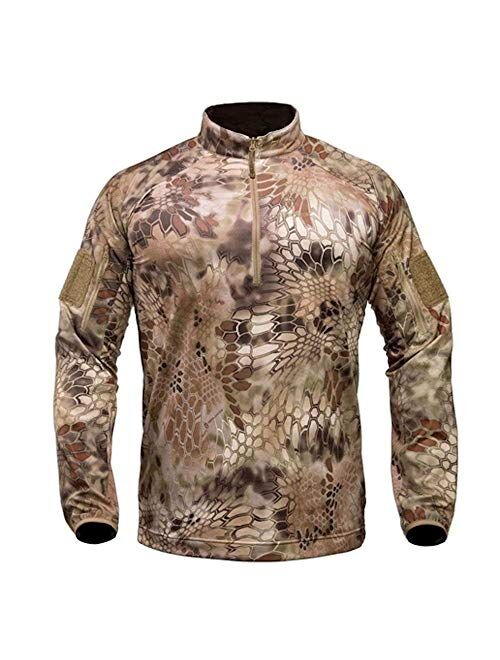 Kryptek Men's Valhalla 2 Long Sleeve Half Zip, Lightweight Camo Hunting Shirt