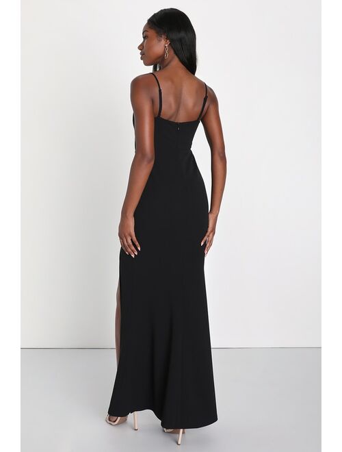 Lulus Simply Remarkable Black Sleeveless Bustier Mermaid Maxi Dress