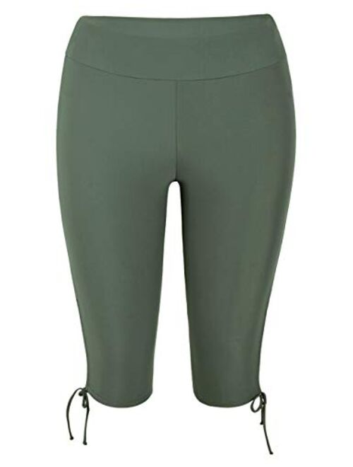 Firpearl Women's Swim Shorts Drawstring UPF50+ Swim Capris Board Shorts Swimsuit Bottom